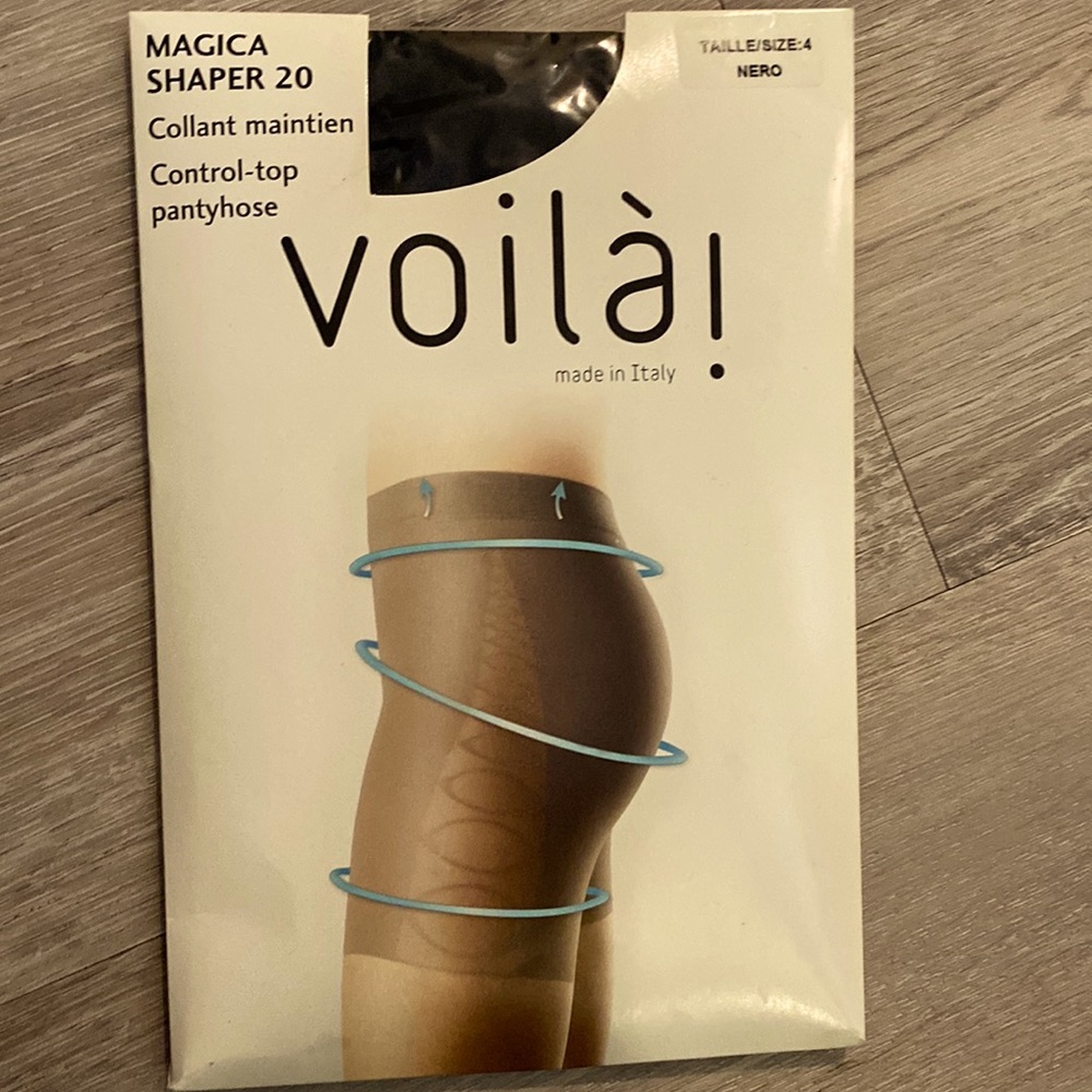 Black Italian made magic shaper pantyhose130-210 lbs